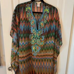 Lucky & Coco beaded Kaftan Caftan Women's swim coverup L